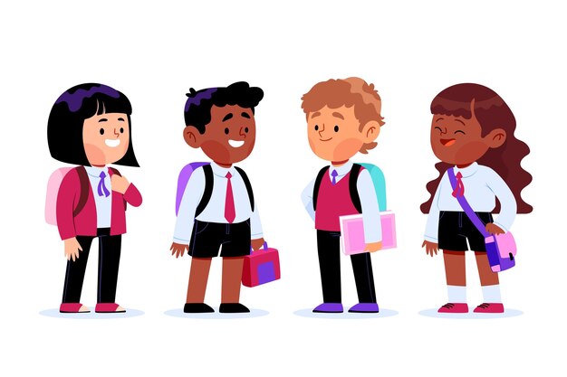 Grupo de estudiantes en la escuela ilustrada