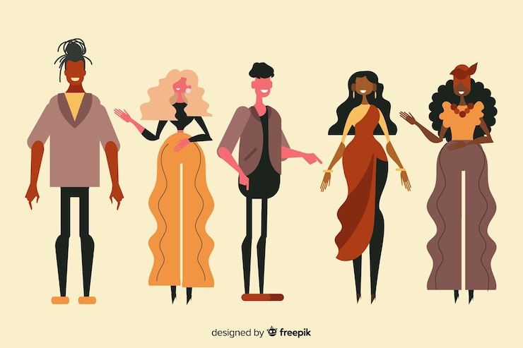Vector gratuito grupo de gente multirracial diseño plano