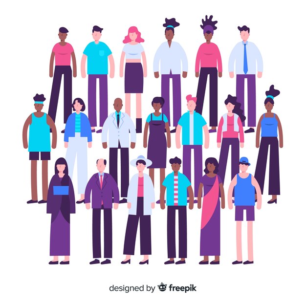 Grupo de gente multirracial diseño plano