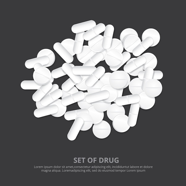 Grupo de ilustración realista de drogas