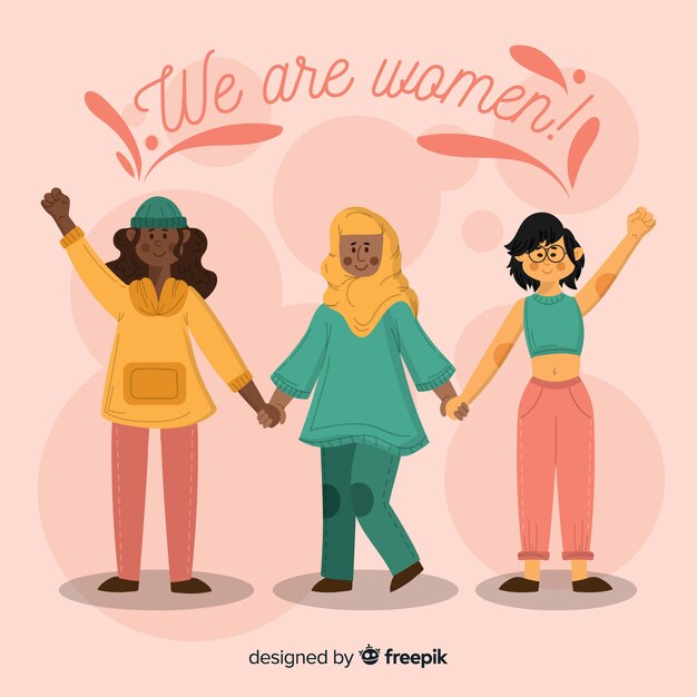 Grupo internacional de mujeres con diseño plano