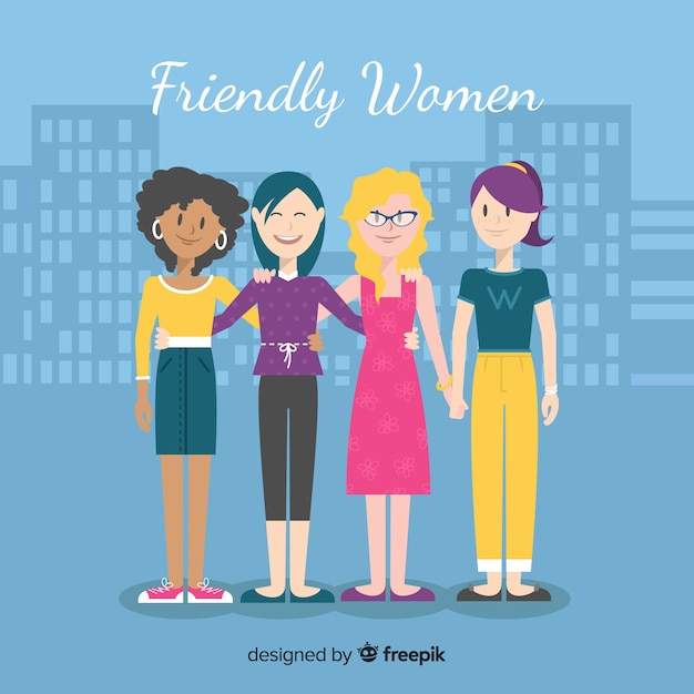 Vector gratuito grupo internacional de mujeres con diseño plano