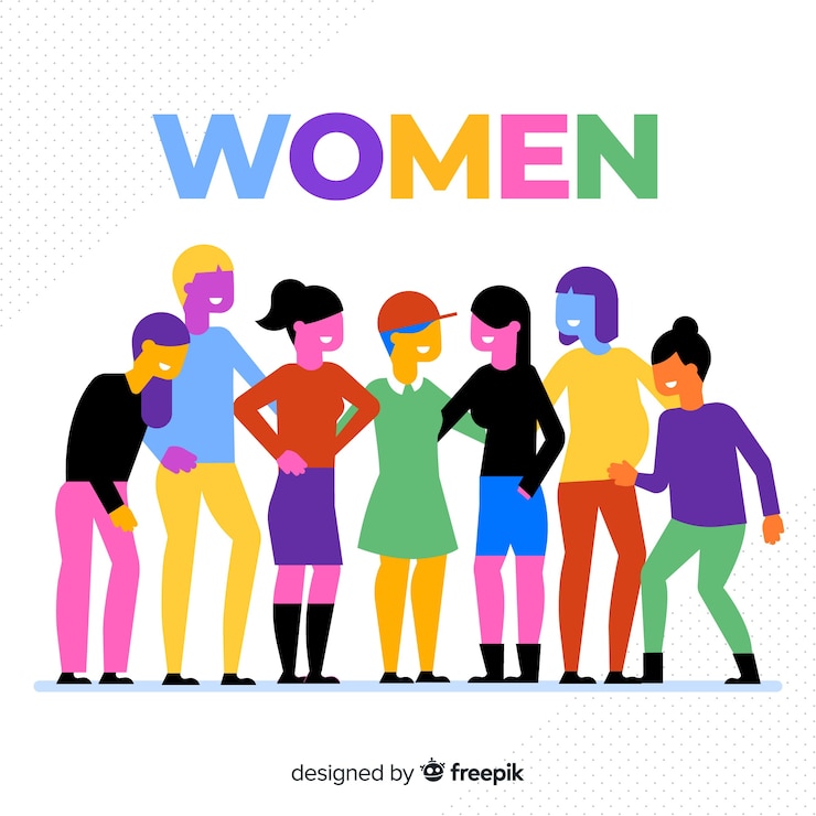 Vector gratuito grupo internacional de mujeres con diseño plano