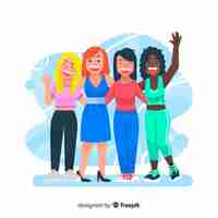 Vector gratuito grupo interracial de mujeres