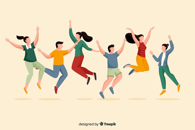 Grupo de jóvenes divirtiéndose ilustrado
