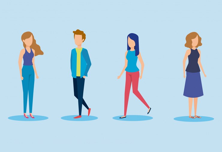 Vector gratuito grupo de jóvenes personajes