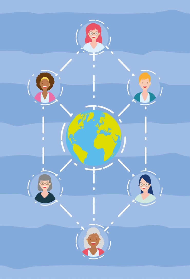 Vector gratuito grupo de mujeres conectadas