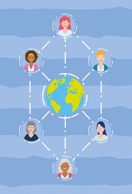 Grupo de mujeres conectadas