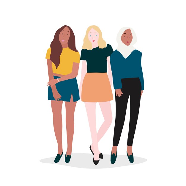 Grupo de mujeres fuertes vector