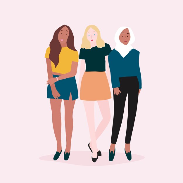 Grupo de mujeres fuertes vector