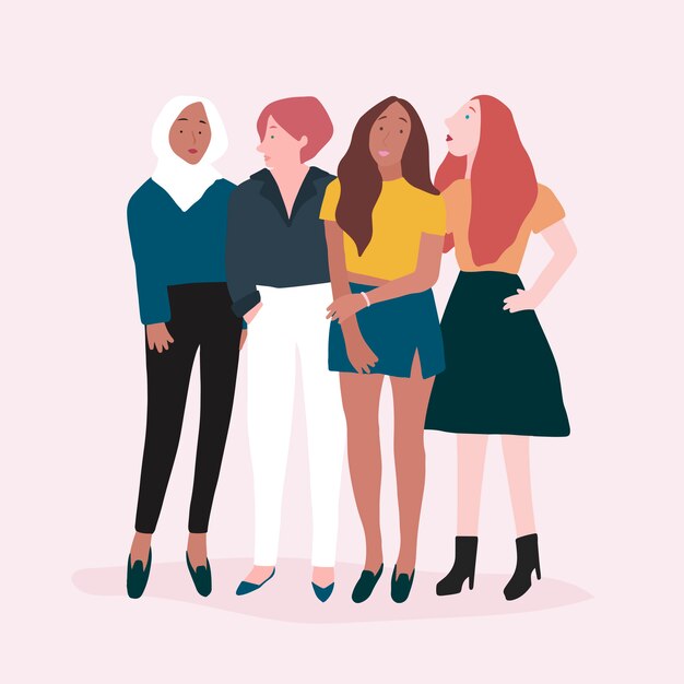 Grupo de mujeres fuertes vector