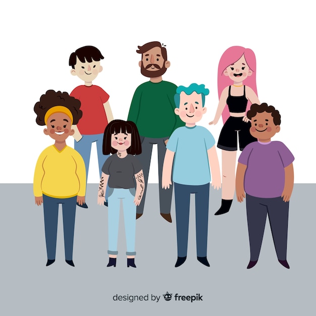 Vector gratuito grupo multiracial de gente