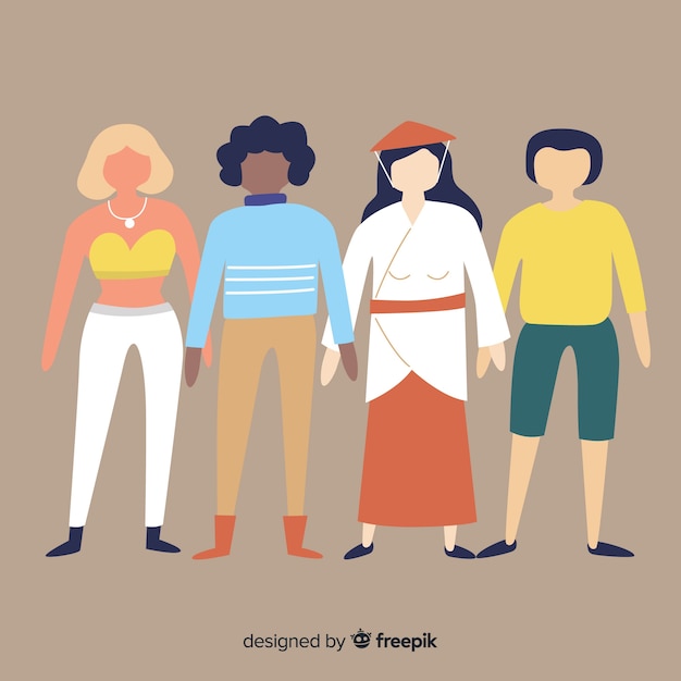 Vector gratuito grupo multiracial de gente