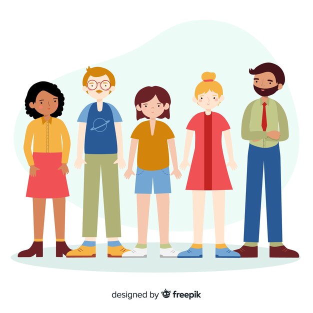 Grupo multirracial de personas de diseño plano.