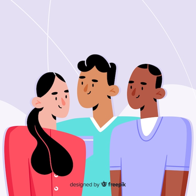 Vector gratuito grupo multirracial plano de personas.