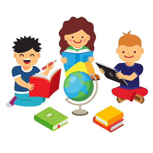 Grupo de niños estudiando y aprendiendo juntos | Vector Gratis