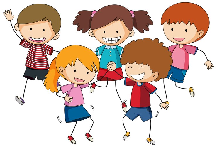 Vector gratuito grupo de personaje de dibujos animados de niños doodle