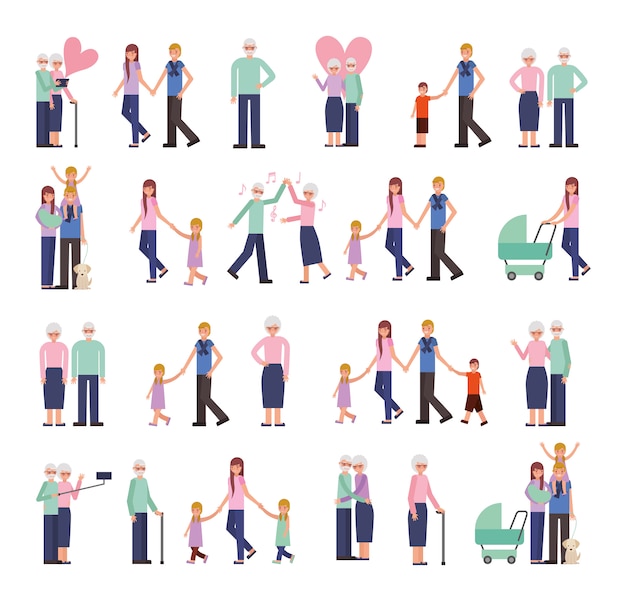 Vector gratuito grupo de personajes familiares