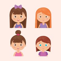 Vector gratuito grupo de personajes de niñas