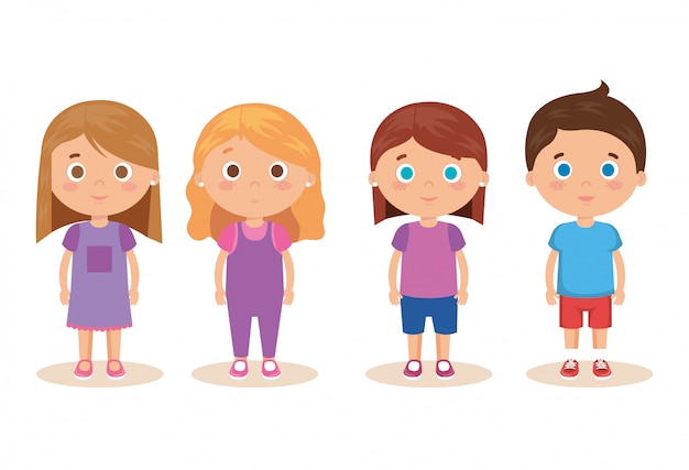 Vector gratuito grupo de personajes de niños pequeños