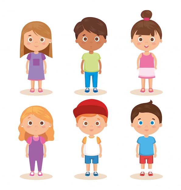 Vector gratuito grupo de personajes de niños pequeños