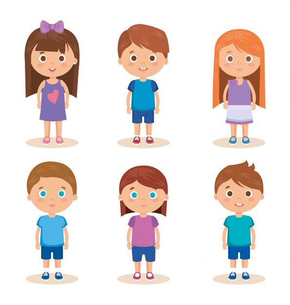 Grupo de personajes de niños pequeños