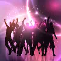 Vector gratuito grupo de personas bailando en fondo abstracto de luces