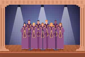 Vector gratuito grupo de personas cantando en un coro de gospel.