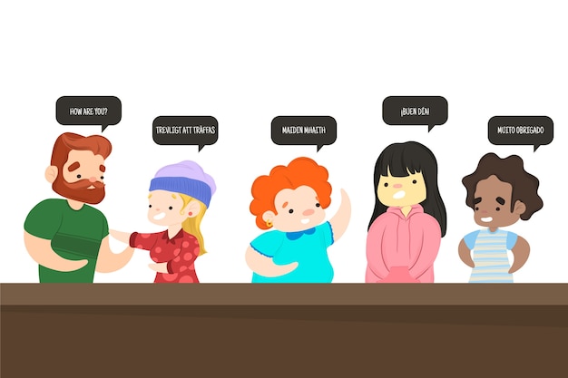 Vector gratuito grupo de personas hablando diferentes idiomas