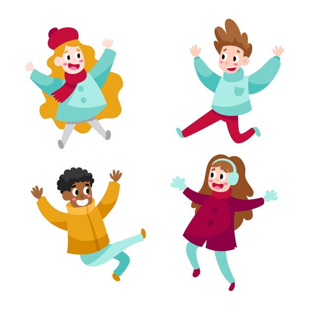Grupo de personas vestidas con ropa de invierno