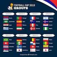 Vector gratuito grupos de campeonato mundial de fútbol con diferentes banderas