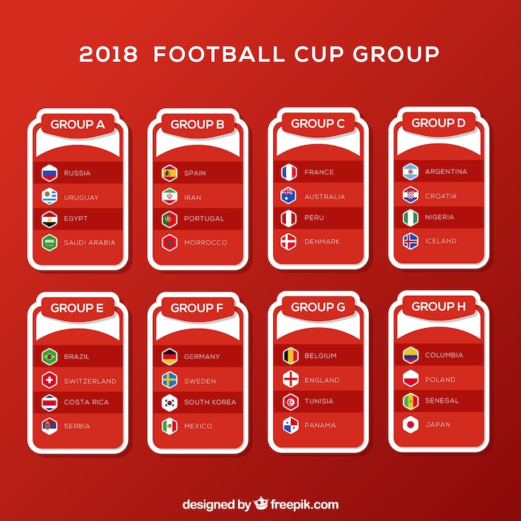 Vector gratuito grupos de copa de fútbol en estilo plano