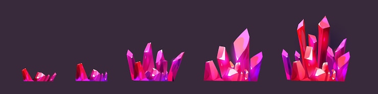 Vector gratuito grupos de cristales de piedras preciosas rosadas y brillantes