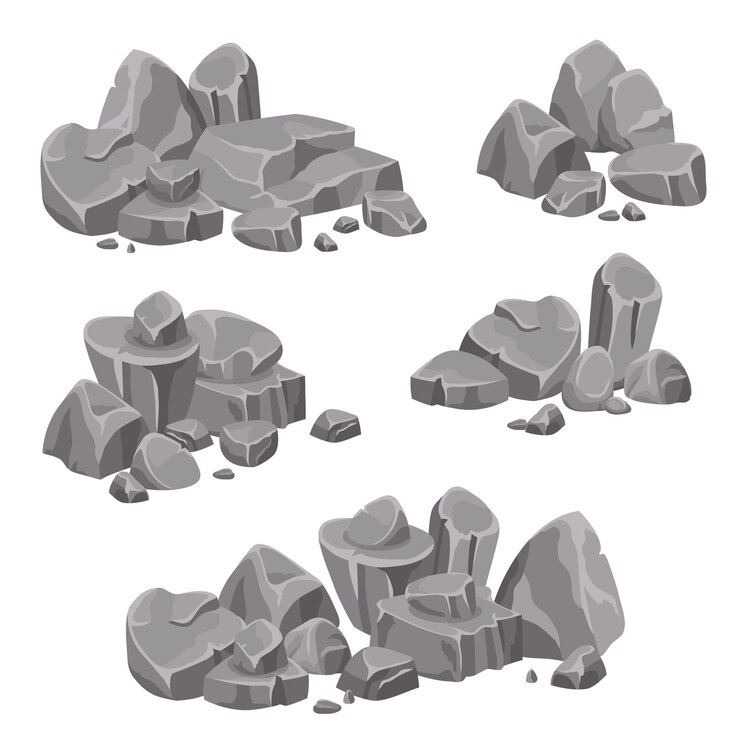 Vector gratuito grupos de diseño de rocas y piedras cantos rodados