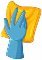 Vector gratuito guante azul con toalla amarilla para limpiar
