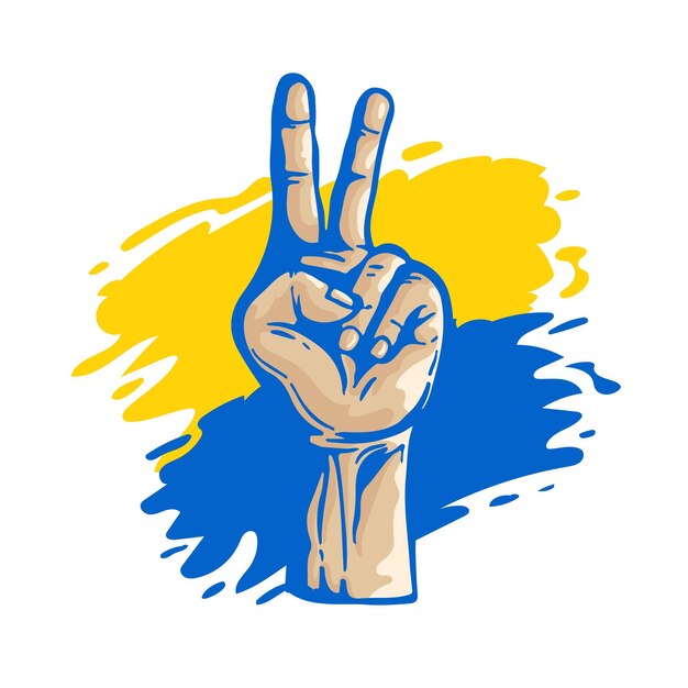 Guardar Ucrania en el gesto de paz de la mano