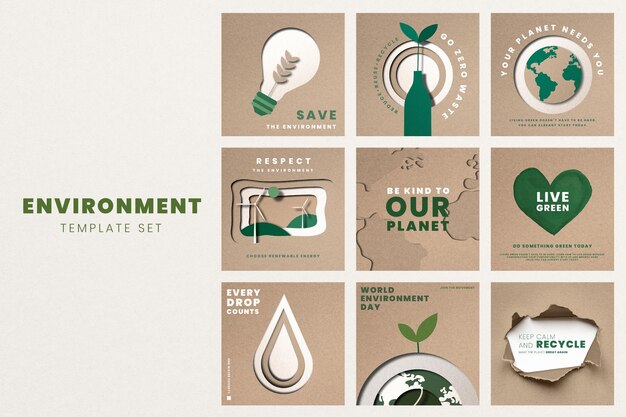Guarde el vector de plantillas de planeta para el conjunto de campañas del día mundial del medio ambiente