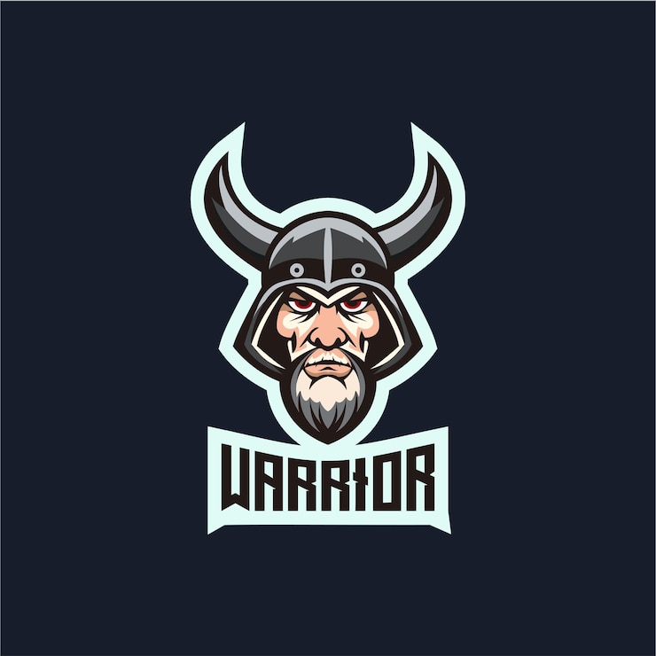 Vector gratuito guerrero logo mascota e deporte ilustración