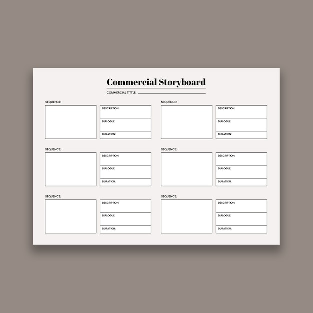 Guión gráfico comercial minimalista y elegante.