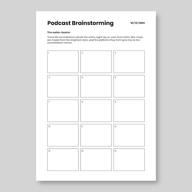 Guión gráfico de lluvia de ideas de podcast simple