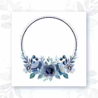 Vector gratuito guirnalda floral azul con círculos