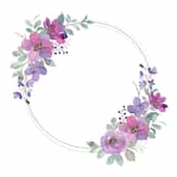 Vector gratuito guirnalda floral morada con acuarela