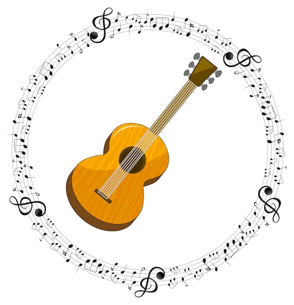 Vector gratuito una guitarra sobre fondo blanco.