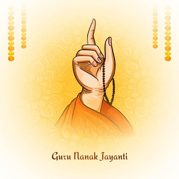 Guru Nanak Jayanti cantando la mano en el fondo hermoso