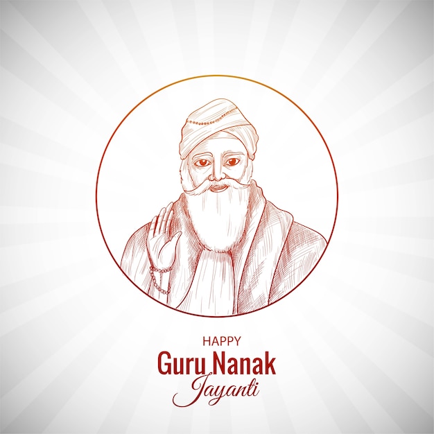 Vector gratuito guru nanak jayanti celebra el nacimiento del primer guru sikh trasfondo