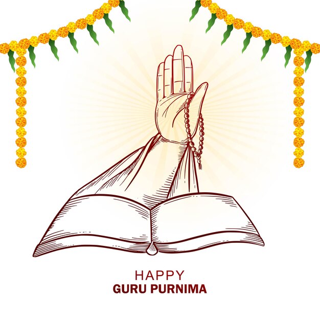 Guru Purnima con el fondo de la tarjeta de la mano de la bendición