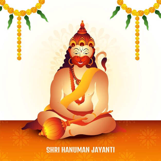 Haapy hanuman jayanti sobre fondo de ilustración de celebración de lord hanuman