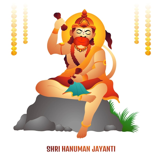 Vector gratuito haapy hanuman jayanti sobre fondo de ilustración de celebración de lord hanuman