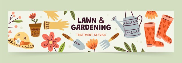 Había dibujado un banner de contracción de jardinería de diseño plano