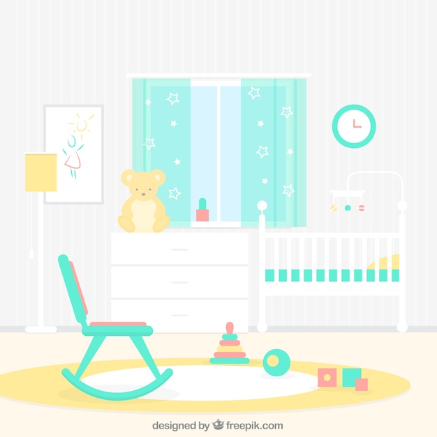 Habitación de bebé bonita con mecedora